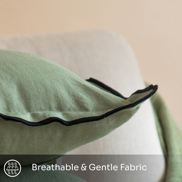 Solid Olive Green Pure Linen Cushion Cover – 16" Square