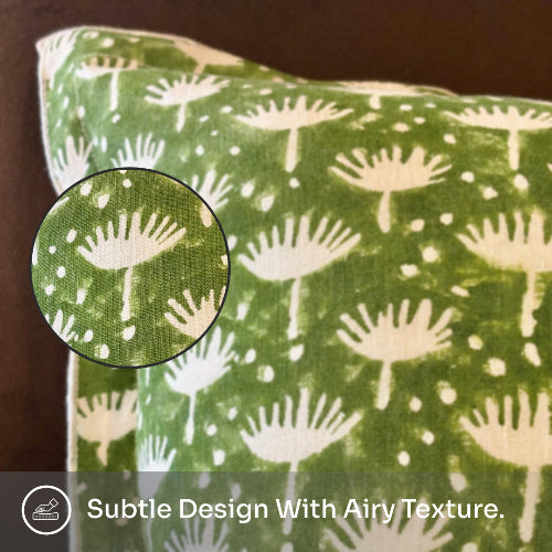 Pop of Colour - Set of 4 Kale Green & Summer Yellow Organic Linen Cushions | Luxury Gift Hamper