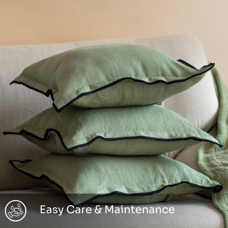 Solid Olive Green Pure Linen Cushion Cover – 16&quot; Square